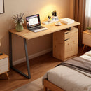 HOMCOM Computer Desk, Writing Table with Cabinet and Drawer, Natural
