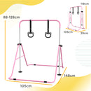 HOMCOM Adjustable Height Foldable Kids Gymnastics Bar With Non-Slip Mats, Pink