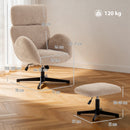 HOMCOM Swivel Armchair With Footstool, Rocking Accent Chair, Light Brown