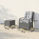 Outsunny 3 Pieces Rattan Bistro Set, Wicker Garden Furniture Set, Light Grey