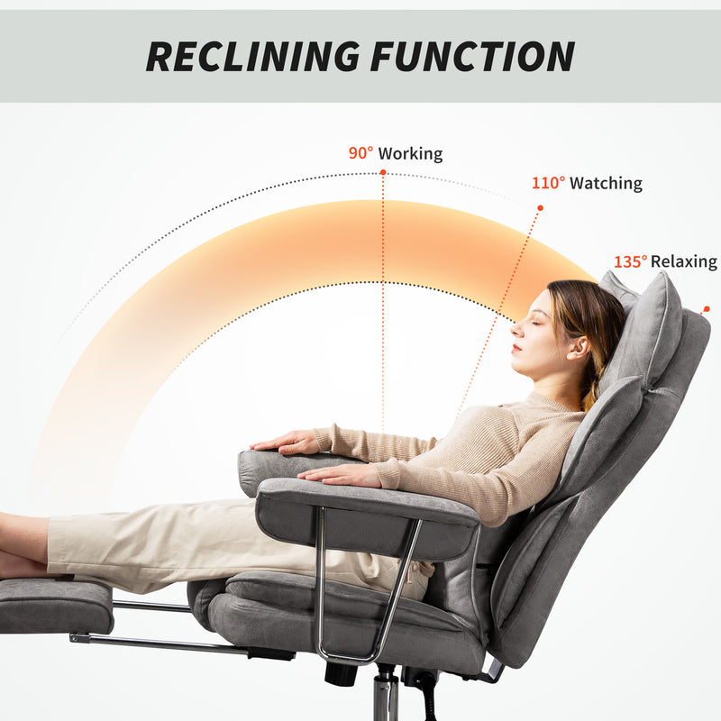 HOMCOM Office Chair, High Back Leathaire Desk Chair For Home - Black/Brown/Grey