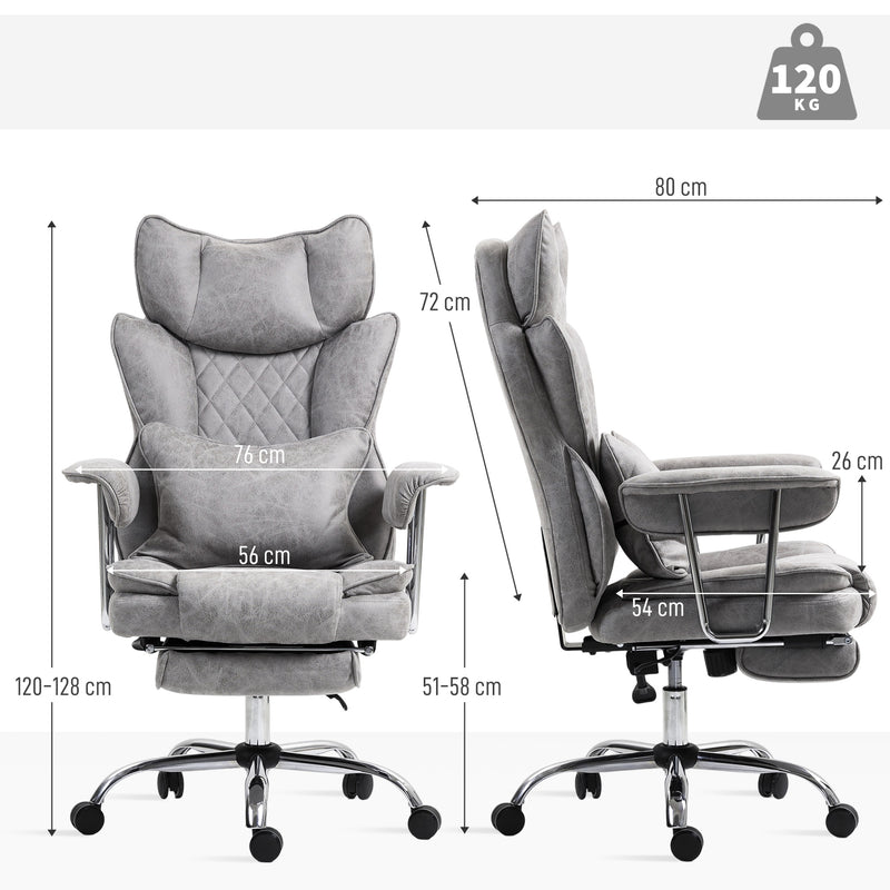 HOMCOM Office Chair, High Back Leathaire Desk Chair For Home - Black/Brown/Grey