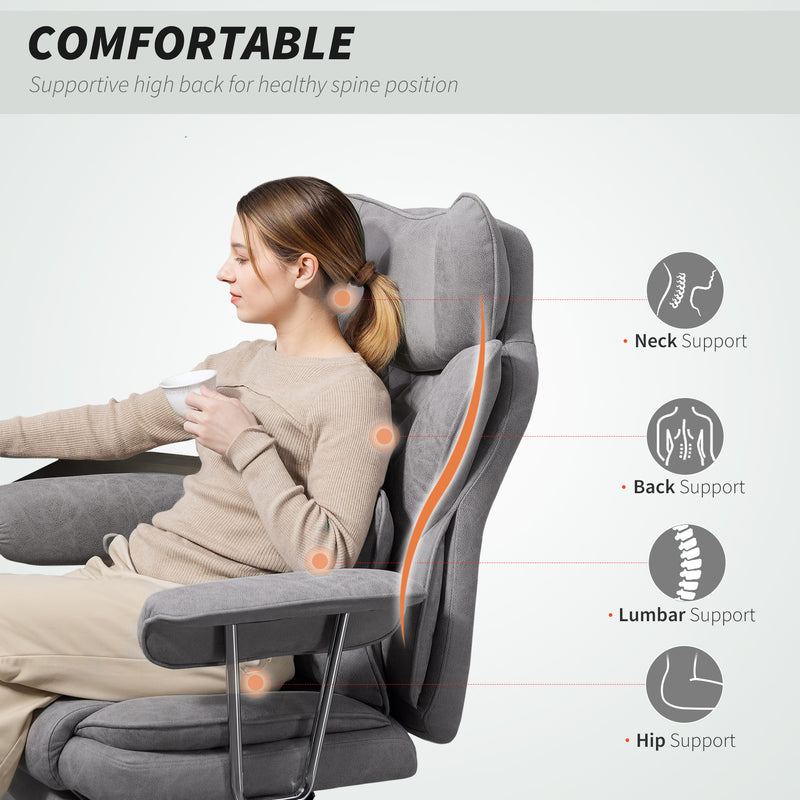 HOMCOM Office Chair, High Back Leathaire Desk Chair For Home - Black/Brown/Grey