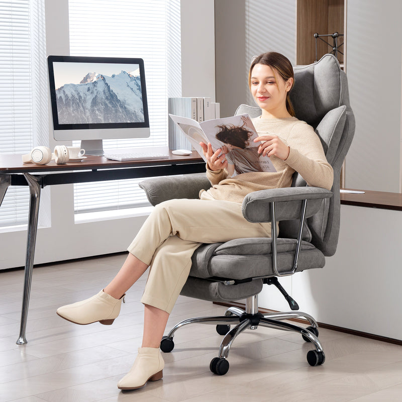 HOMCOM Office Chair, High Back Leathaire Desk Chair For Home - Black/Brown/Grey
