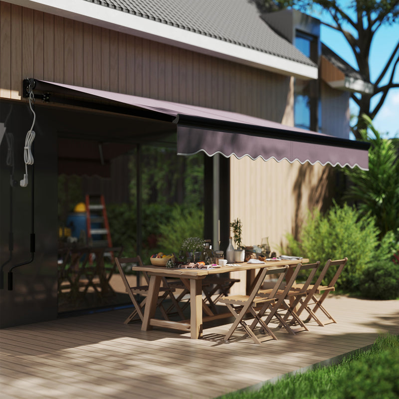 Outsunny 3 X 2.5m Electric Awning With LED Light And Remote Controller