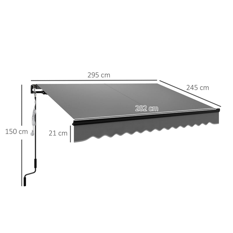 Outsunny 3 X 2.5m Electric Awning With LED Light And Remote Controller