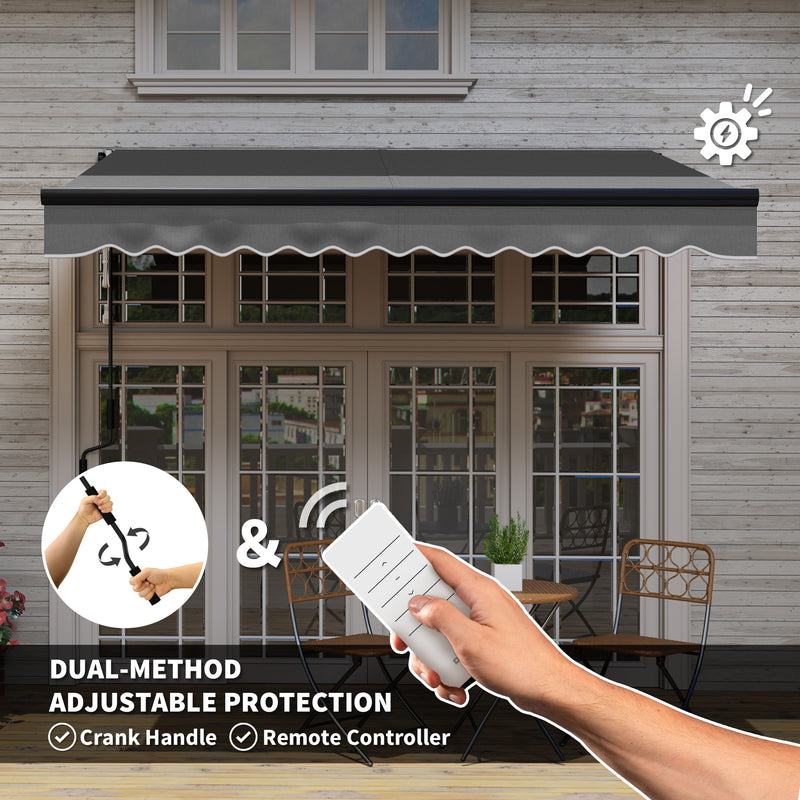 Outsunny 3 X 2.5m Electric Awning With LED Light And Remote Controller