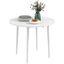 HOMCOM Foldable Dining Table, Round Drop Leaf Table With Wood Legs