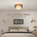 HOMCOM Vintage Ceiling Light With Dual Crystal And Smoke Glass Shade, Gold