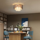 HOMCOM Vintage Ceiling Light With Dual Crystal And Smoke Glass Shade, Gold