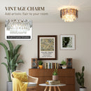 HOMCOM Vintage Ceiling Light With Dual Crystal And Smoke Glass Shade, Gold