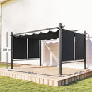 Outsunny Garden Pergola with Retractable Roof Canopy, Dark Grey