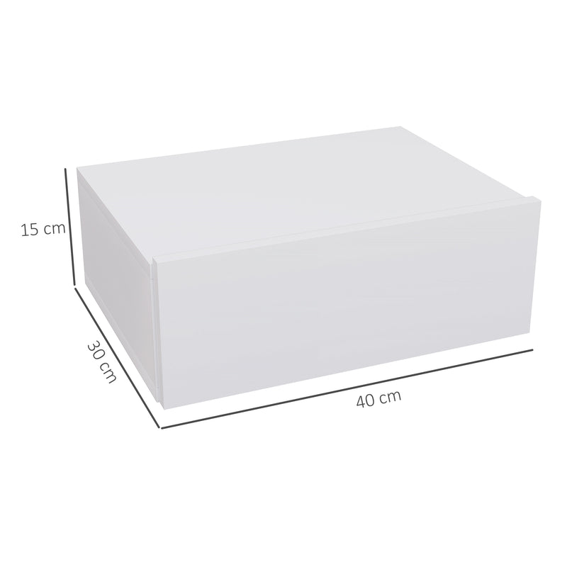 HOMCOM Floating Bedside Table, Wall-Mounted Side Table for Bedroom, White