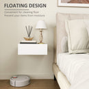 HOMCOM Floating Bedside Table, Wall-Mounted Side Table for Bedroom, White