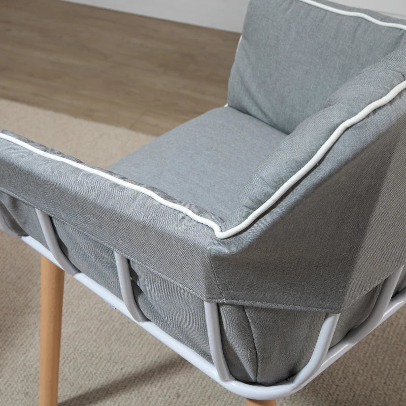HOMCOM Contrast Piped Accent Chair - Grey