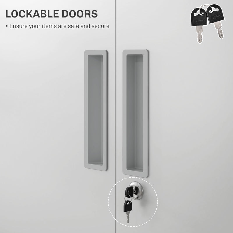 HOMCOM Lockable Metal Cabinet with 2 Doors, File Cabinet for Home Office, White