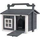 PawHut Rabbit Hutch Indoor Outdoor w/ Top Handle, Openable Roof - Grey