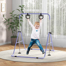 HOMCOM Adjustable Height Foldable Kids Purple Gymnastics Bar With Non-Slip Mats