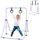 HOMCOM Adjustable Height Foldable Kids Purple Gymnastics Bar With Non-Slip Mats