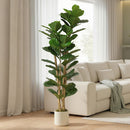 HOMCOM Artificial Fiddle Leaf Fig Tree With Solid Wood Trunks