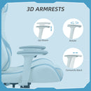 HOMCOM Gaming Chair For Adults Faux Leather Computer Chair W/ 3D Armrests - Pink/Blue