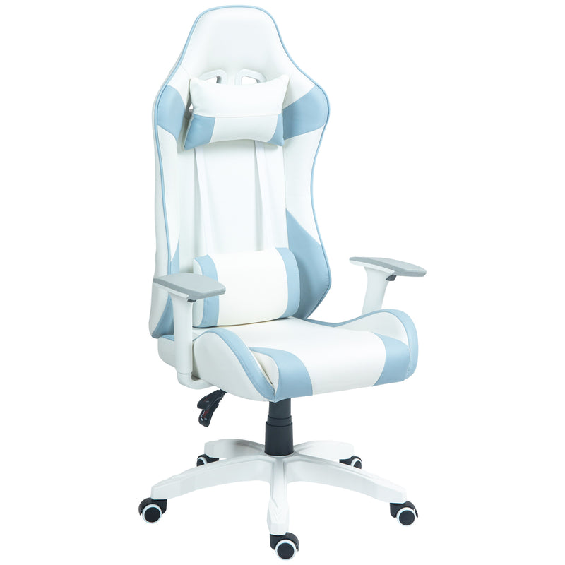 HOMCOM Gaming Chair For Adults Faux Leather Computer Chair W/ 3D Armrests - Pink/Blue