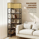HOMCOM L-Shaped Bookshelf, 6-Tier Bookcase with Metal Frame, Rustic Brown