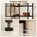 HOMCOM L-Shaped Bookshelf, 6-Tier Bookcase with Metal Frame, Rustic Brown