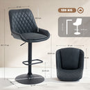 HOMCOM Bar Stools Set Of 2, Adjustable Bar Chairs 360 Degree Swivel Black