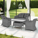 Outsunny 4 PCS Rattan Garden Furniture, Padded Cushions Conversation Sofa Set