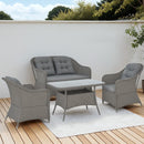 Outsunny 4 PCS Rattan Garden Furniture, Padded Cushions Conversation Sofa Set