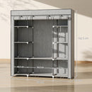 HOMCOM Fabric Wardrobe with 10 Shelves, Foldable Closet Light Grey