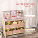 AIYAPLAY Kids Storage Unit with 6 Fabric Drawers & 2-Tier Sling Rack, Pink