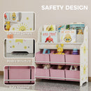 AIYAPLAY Kids Storage Unit with 6 Fabric Drawers & 2-Tier Sling Rack, Pink