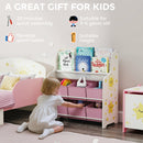 AIYAPLAY Kids Storage Unit with 6 Fabric Drawers & 2-Tier Sling Rack, Pink