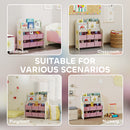 AIYAPLAY Kids Storage Unit with 6 Fabric Drawers & 2-Tier Sling Rack, Pink