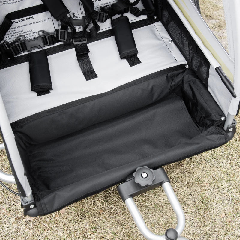 HOMCOM Child Bike Trailer 2 In 1 Baby Stroller = Green