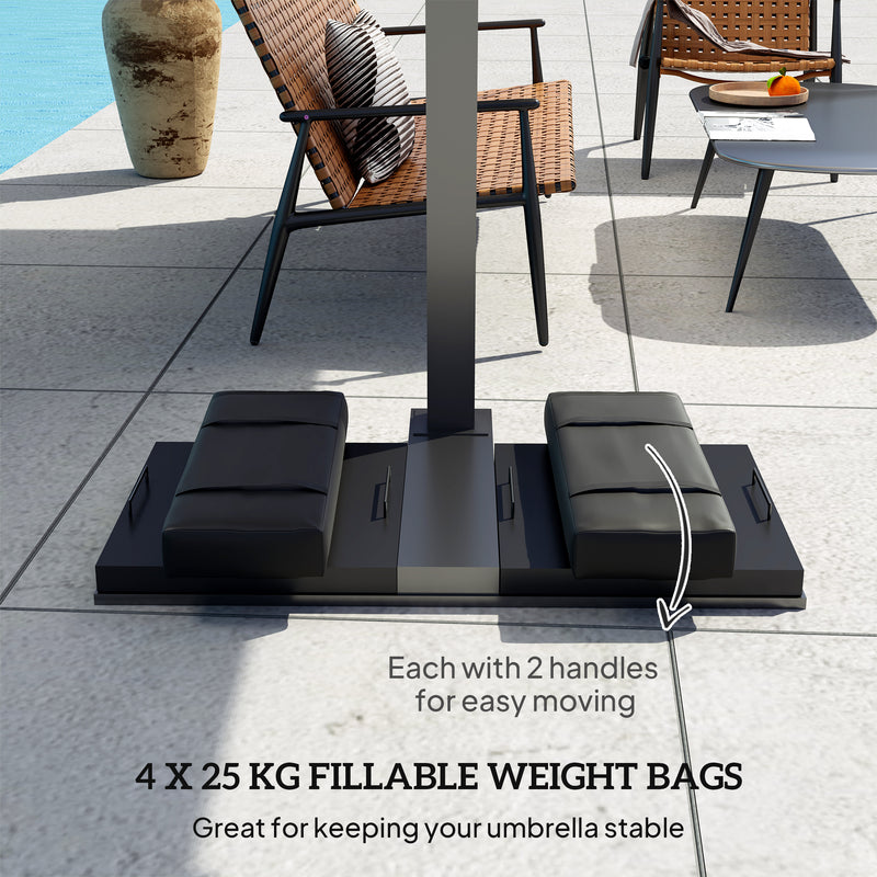 Outsunny Parasol Weights Set, Parasol Base Weights Bags, Black