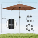 Outsunny 2.6M Garden Parasol Umbrella with Aluminium Pole, Tilt, Crank