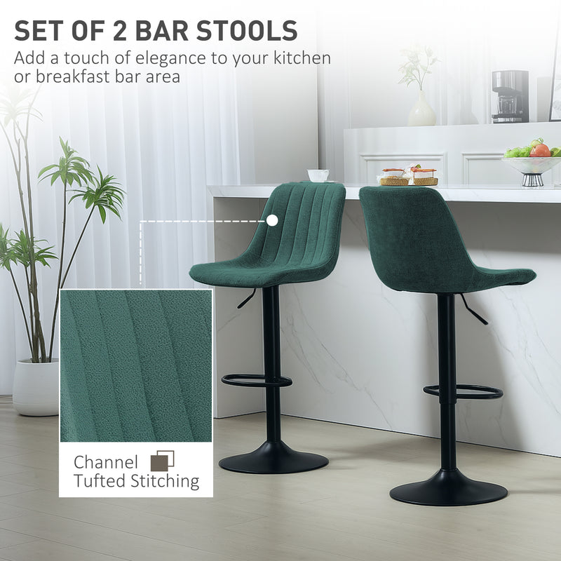 HOMCOM Bar Stools Set of 2 Adjustable Swivel Bar Chairs with Backrest