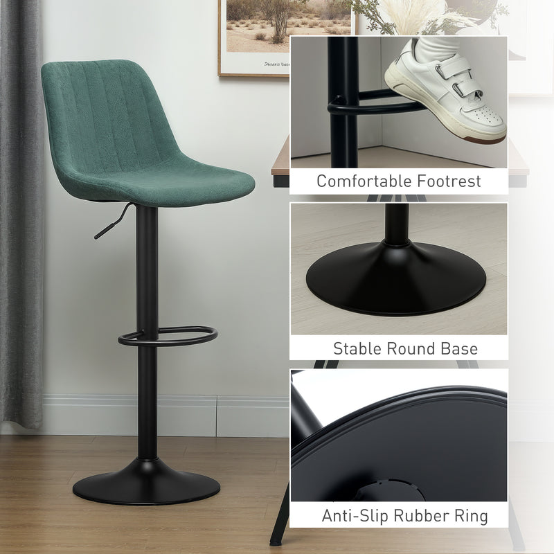 HOMCOM Bar Stools Set of 2 Adjustable Swivel Bar Chairs with Backrest