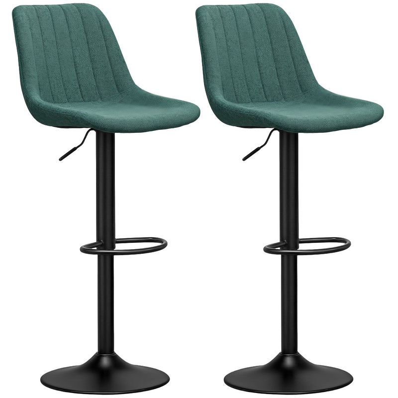 HOMCOM Bar Stools Set of 2 Adjustable Swivel Bar Chairs with Backrest