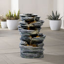 Livingandhome Garden Water Feature Outdoor LED Waterfall Fountain Rockery Decor