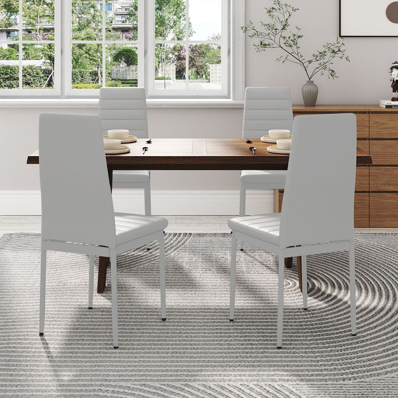 Livingandhome Set of 4 Modern Faux Leather Armless High Back Dining Chairs