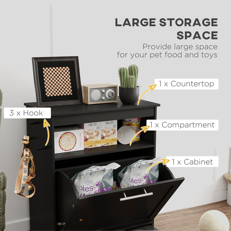 PawHut Pet Feeder Station, Dog Cat Food Storage Feeding Station, Food Cabinet