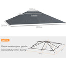 Outsunny 3 X 4m Gazebo Canopy Replacement Gazebo Roof Cover - Grey