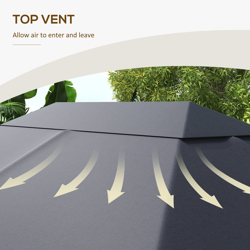 Outsunny 3 X 4m Gazebo Canopy Replacement Gazebo Roof Cover - Grey