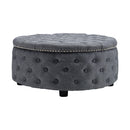 Livingandhome Stylish Round Ottoman with Nailhead Trim