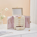 Sheonly Faux Leather Jewellery Storage Box with Mirror