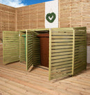 2.02m x 1.22m Large Wooden Outdoor Garden Triple Wheelie Bin Store Storage for 3 Bins